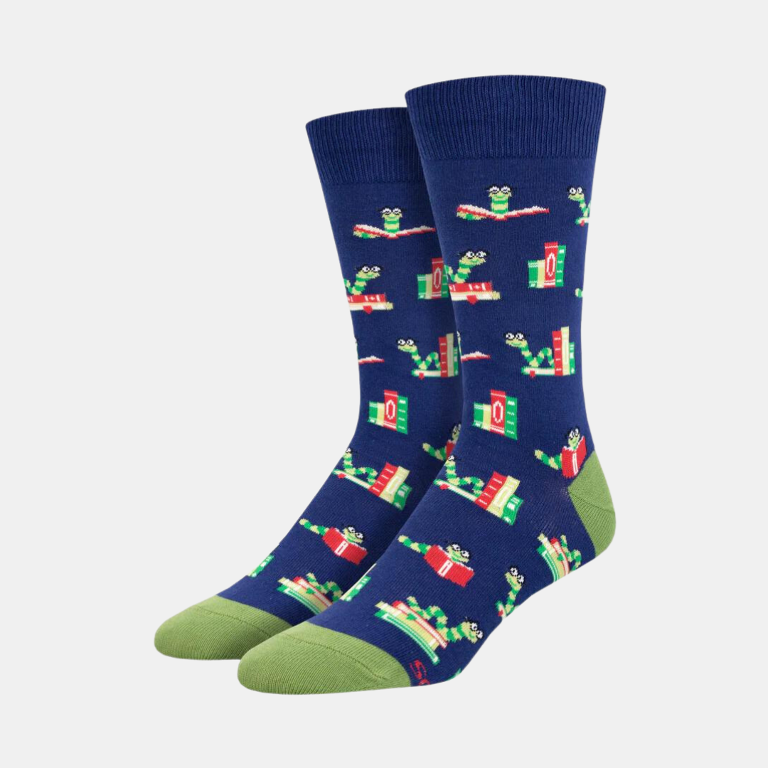 Socksmith | Men's Bookworm Socks - Navy | Shut the Front Door