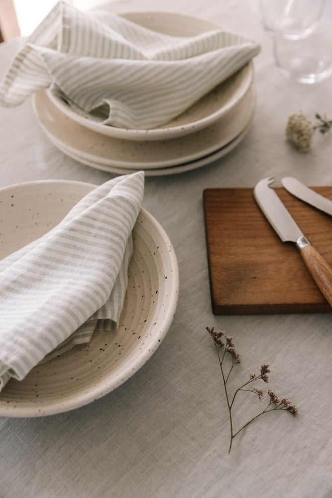 Raine & Humble | Linen Stripe Napkin - Sky Grey | Shut the Front Door