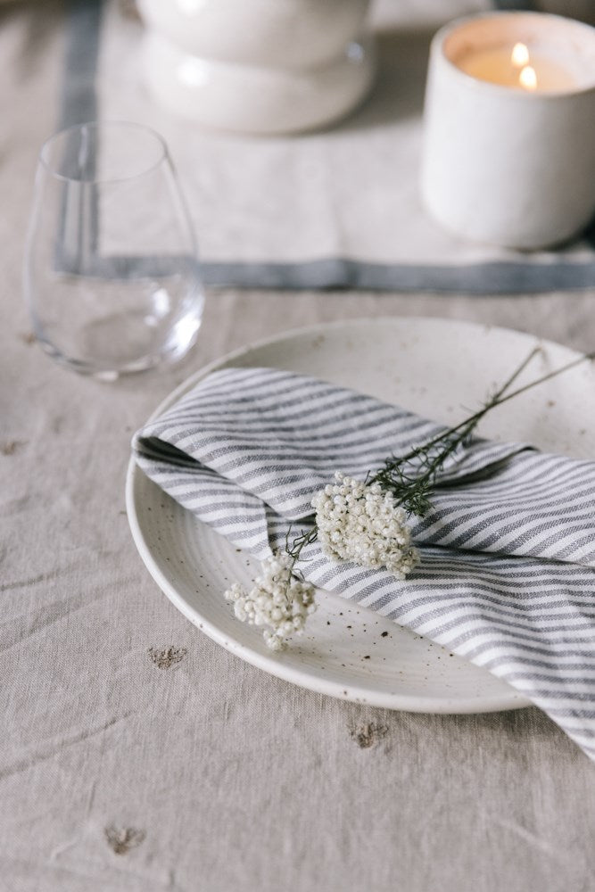 Raine & Humble | Linen Stripe Napkin - Storm | Shut the Front Door