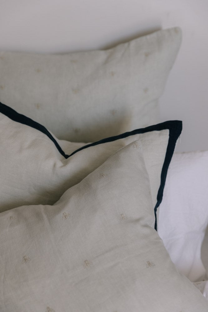 Raine & Humble | Mason Bee Linen Cushion 45cm - Sky Grey | Shut the Front Door
