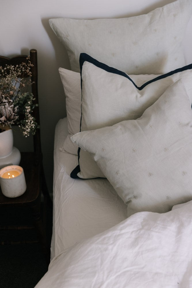 Raine & Humble | Mason Bee Linen Cushion 60cm - Sky Grey | Shut the Front Door