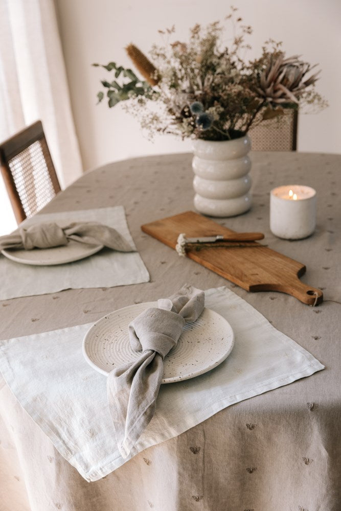 Raine & Humble | Mason Bee Linen Placemat - Sky Grey | Shut the Front Door