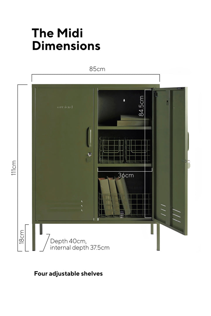 Mustard | Midi Locker - Olive | Shut the Front Door