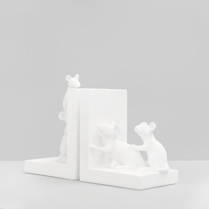 White Moose | Resin Mouse Bookend Set - White | Shut the Front Door
