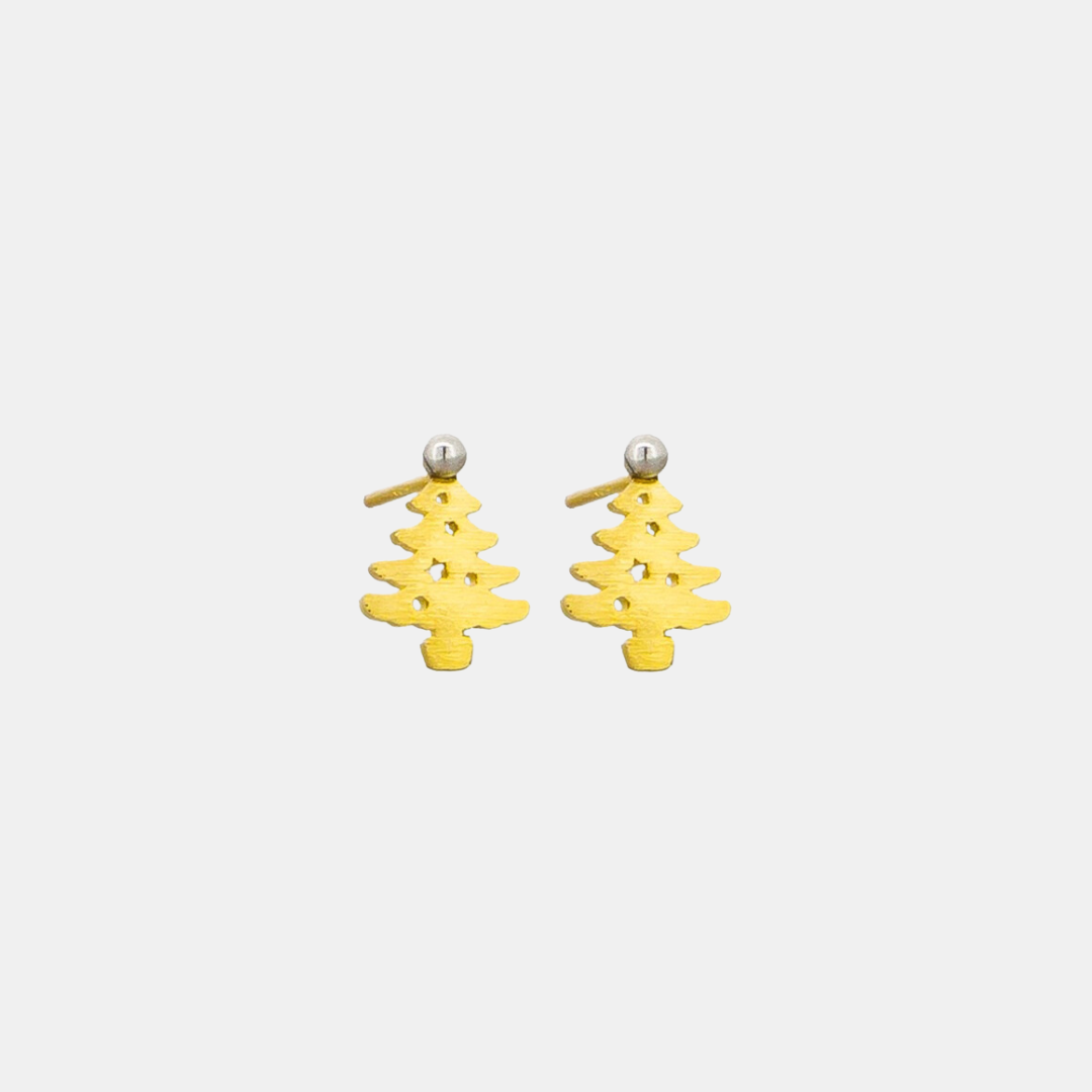 Tiger Tree | Gold Jolly Xmas Tree Studs | Shut the Front Door