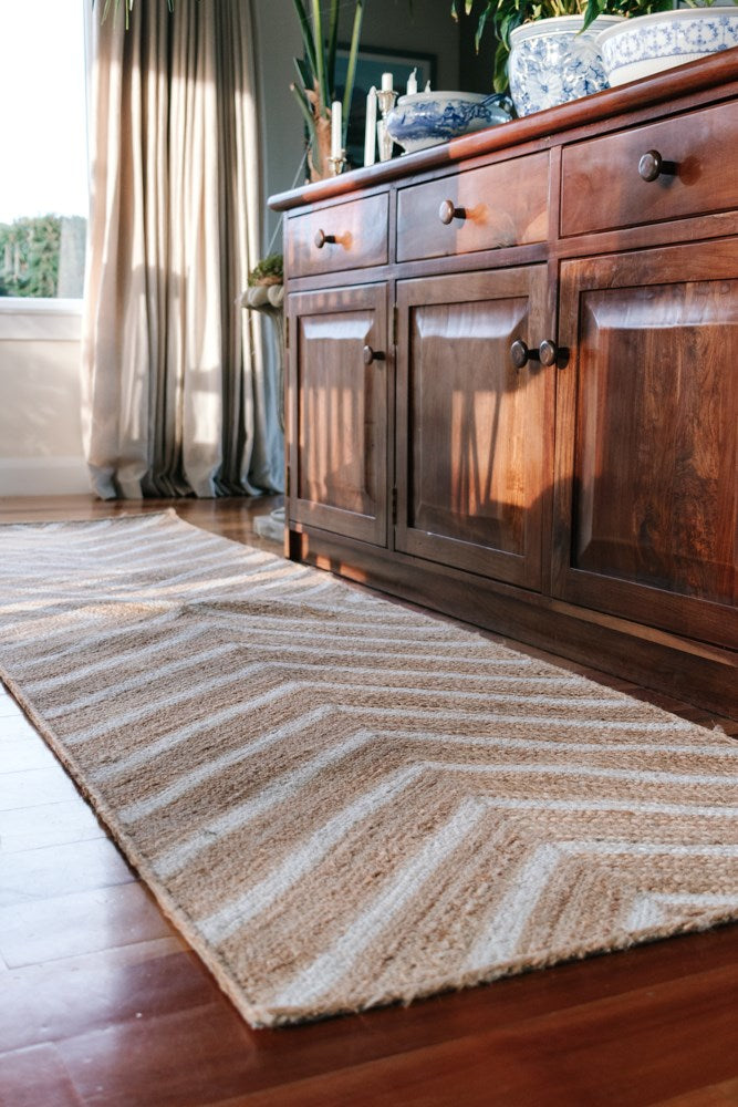 Garcia | Chevron Jute Runner - White - 80cm x 300cm | Shut the Front Door