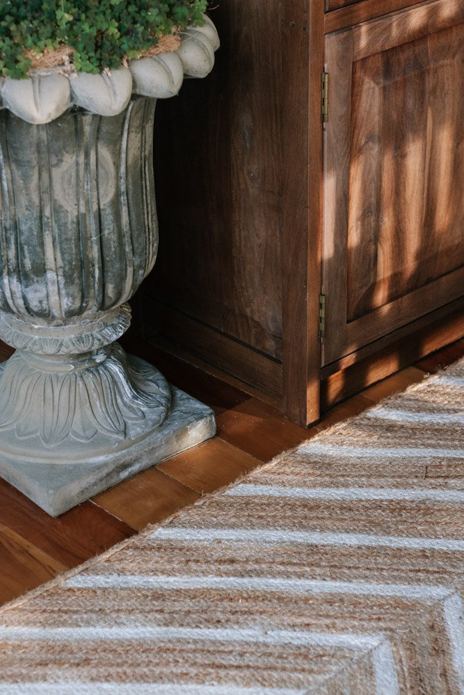 Garcia | Chevron Jute Runner - White - 80cm x 300cm | Shut the Front Door
