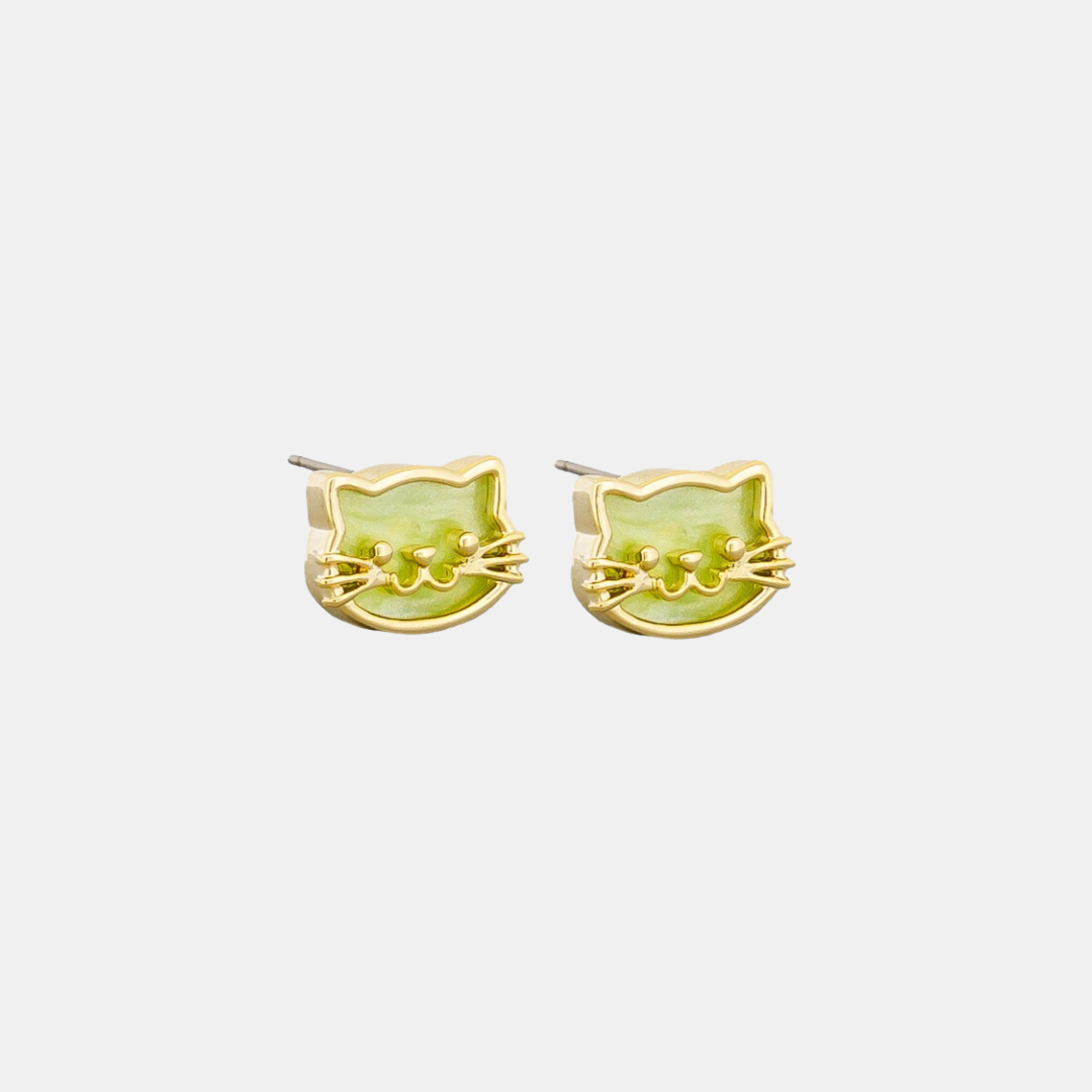 Kitty Cat Studs Green Shut the front door Shut the Front Door