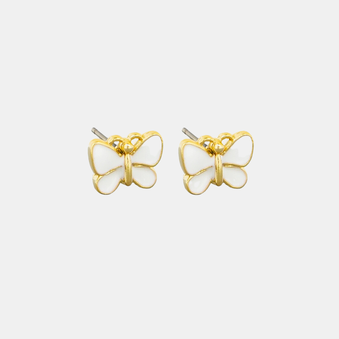 Tiger Tree | Enamel Butterfly Studs - White | Shut the Front Door