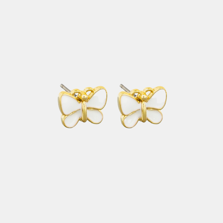Tiger Tree | Enamel Butterfly Studs - White | Shut the Front Door