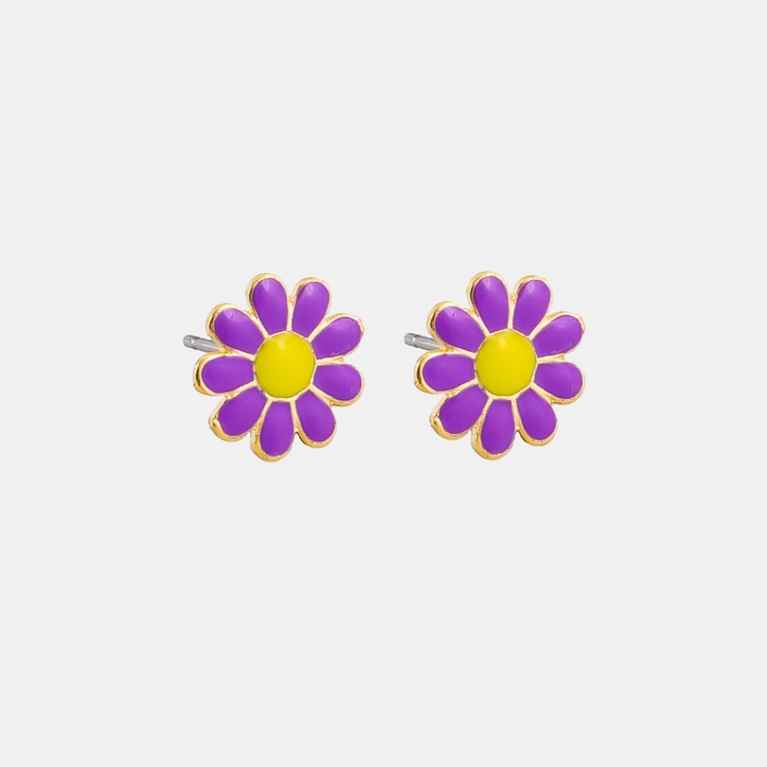 Tiger Tree | Enamel Daisy Dot Studs - Purple | Shut the Front Door