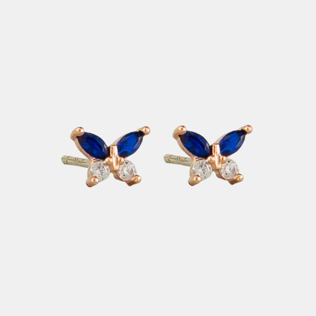 Tiger Tree | Tiny Crystal Butterfly Studs - Rose Gold | Shut the Front Door