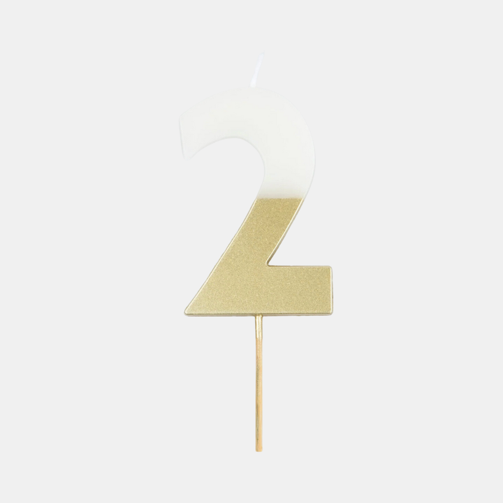 Meri Meri | Gold Dipped Candle - Number 2 | Shut the Front Door