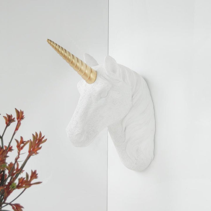 White Moose | Unicorn Head Wall Hanging - White/Gold | Shut the Front Door