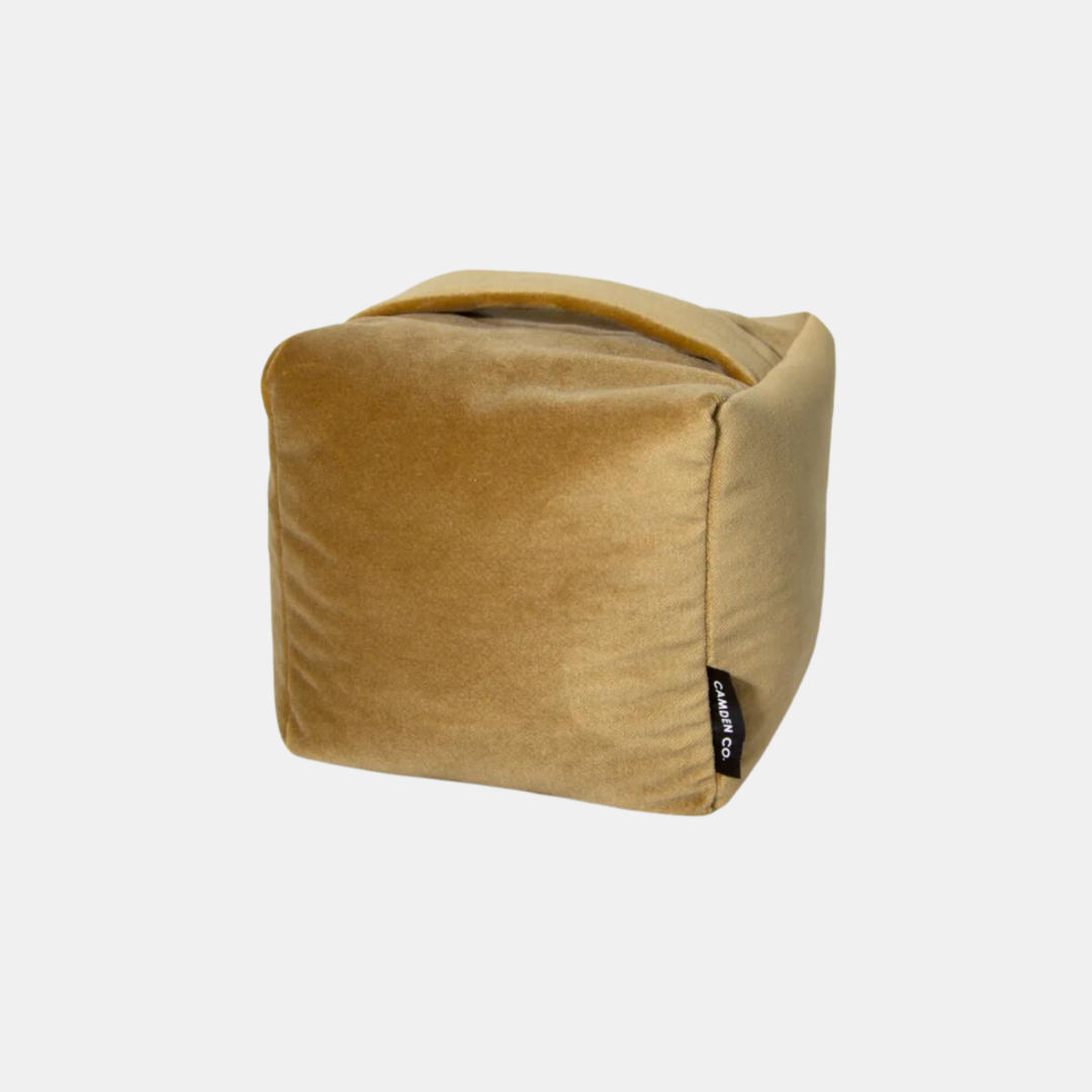 Camden Co | Door Stop Sand Velvet Cube | Shut the Front Door