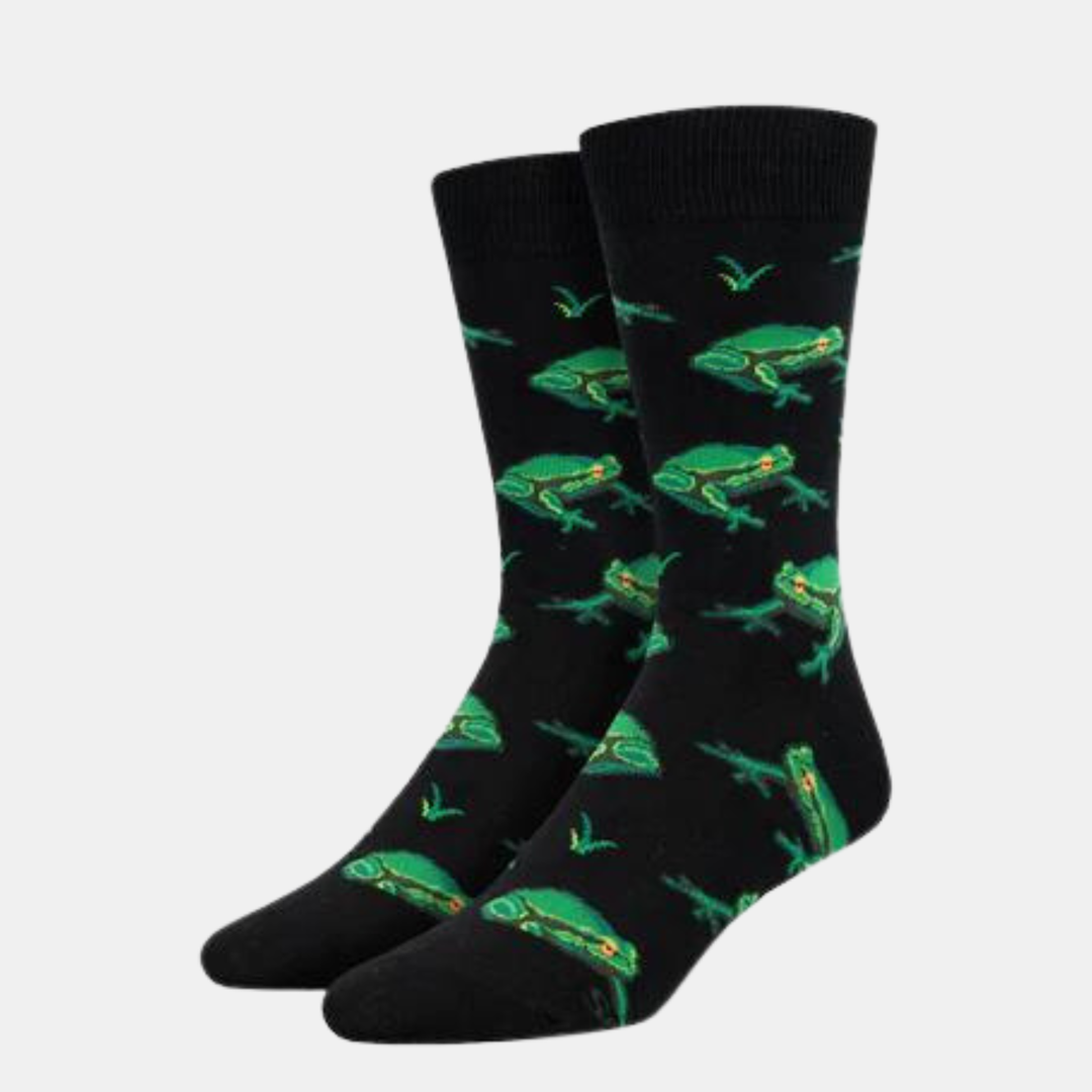 Socksmith | Men's Night Frog Socks - Black | Shut the Front Door