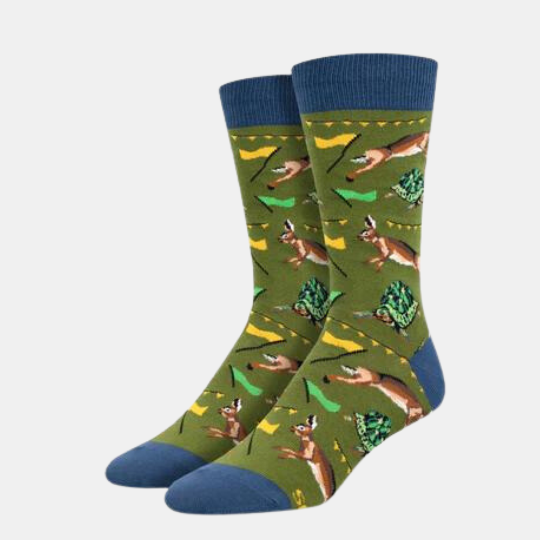 Socksmith | Men's Tortoise and the Hare Socks - Green | Shut the Front Door