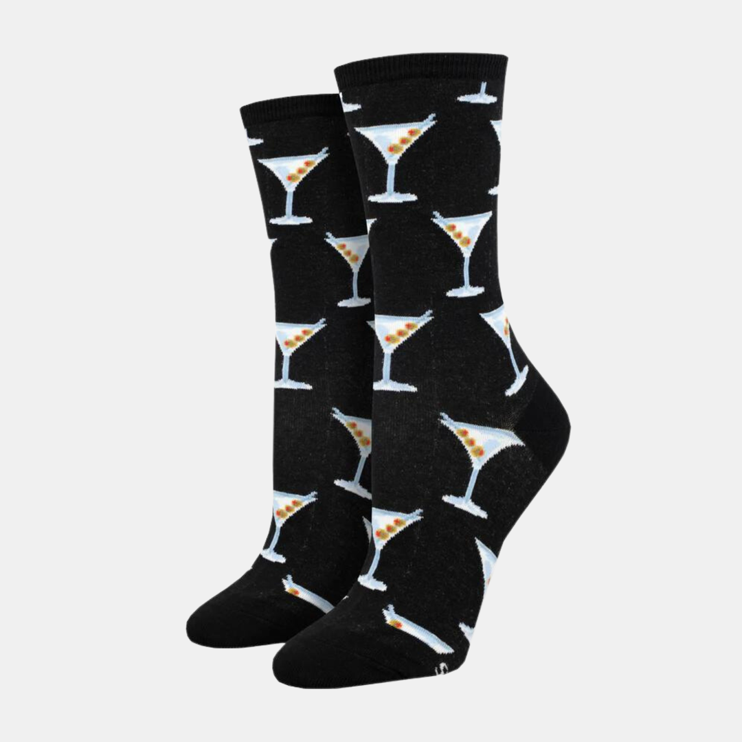 Socksmith | Women's Socks Stirred Martini - Black | Shut the Front Door