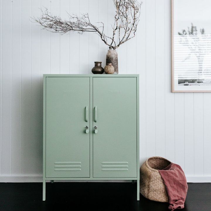 Mustard | Midi Locker - Sage | Shut the Front Door