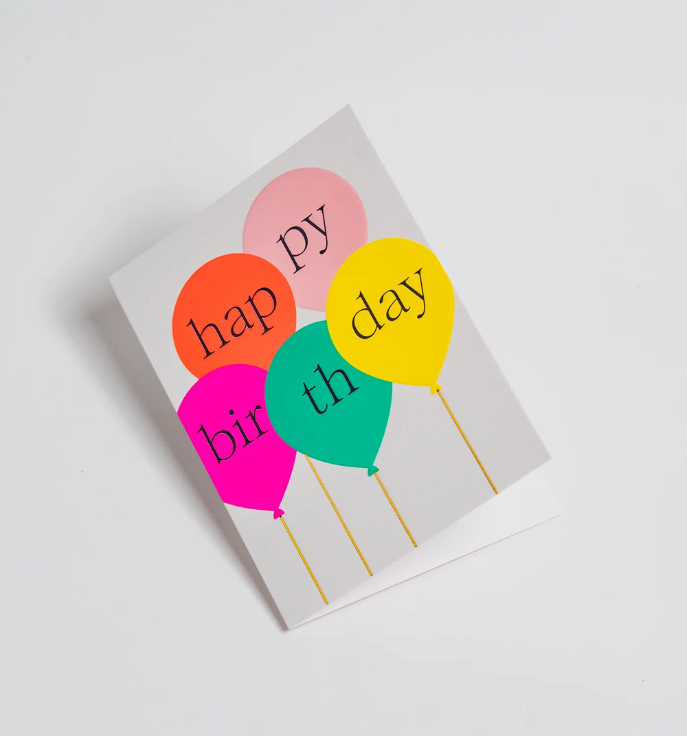 Lagom | Card Happy Birthday Neon Balloons | Shut the Front Door
