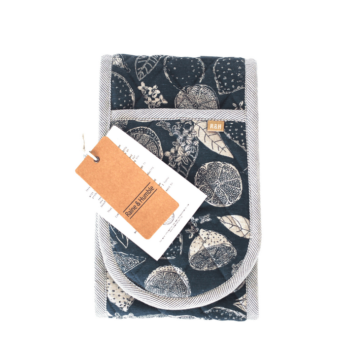 Raine & Humble | Lemon Marmalade Double Oven Glove - Dark Slate | Shut the Front Door