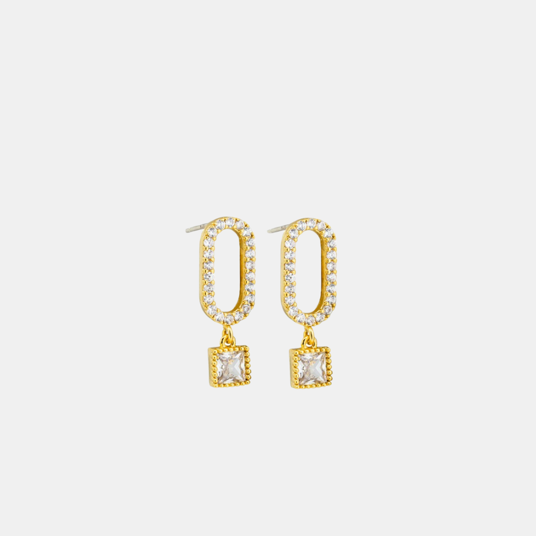 Tiger Tree | Earrings Oval Crystal - Gold | Shut the Front Door