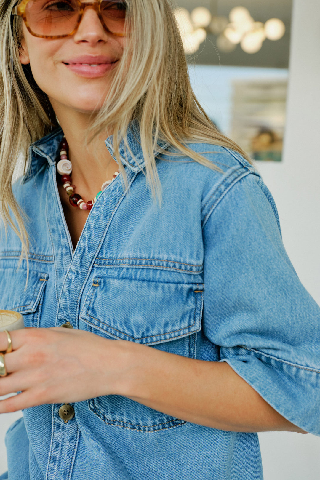 Sammy Relaxed Shirt Dress - Mid Vintage Blue