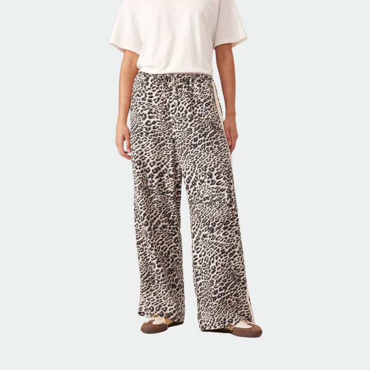 Relaxed Drawstring Pant - Leopard Linen Blend