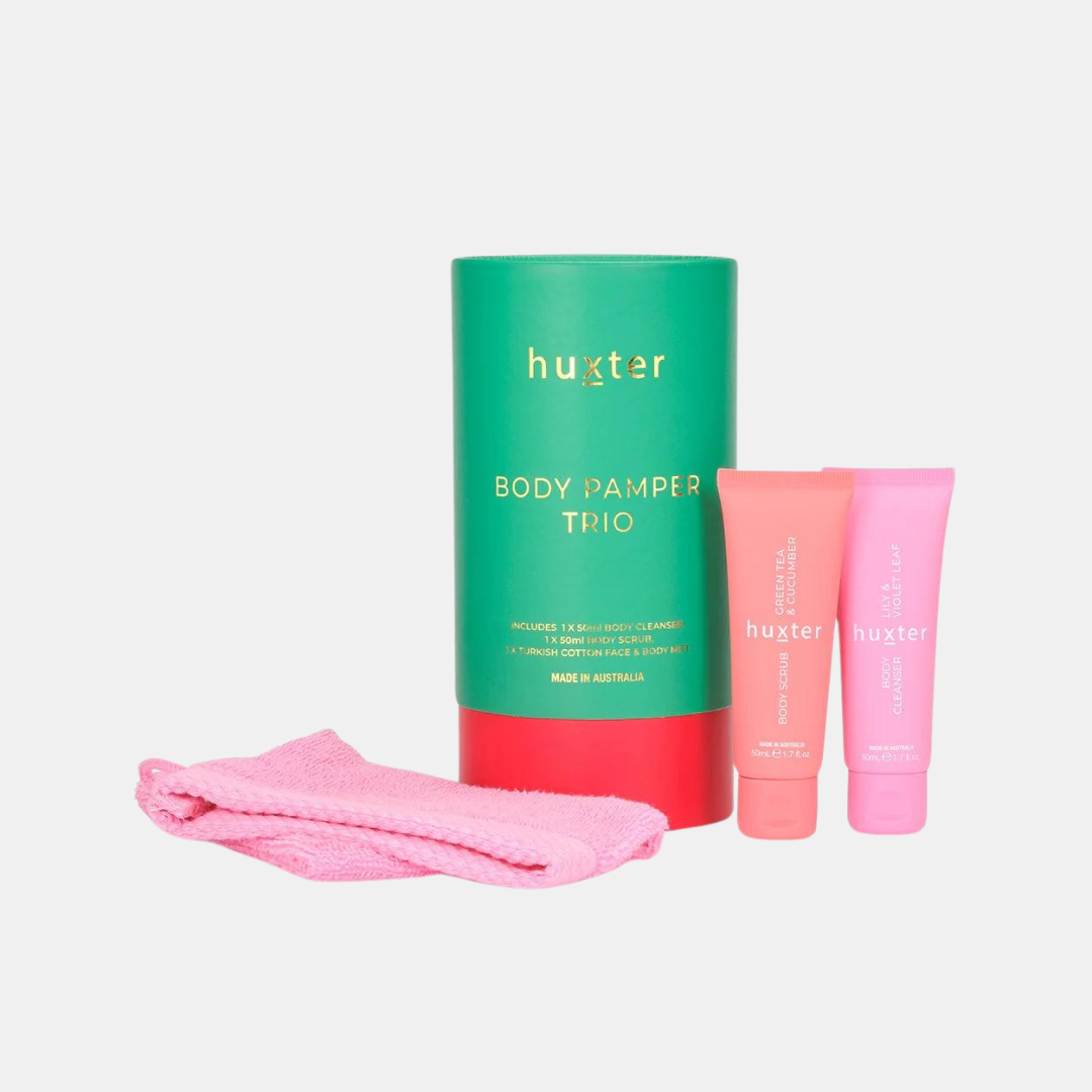 Huxter | Body Pamper Trio - Emerald with Pink | Shut the Front Door