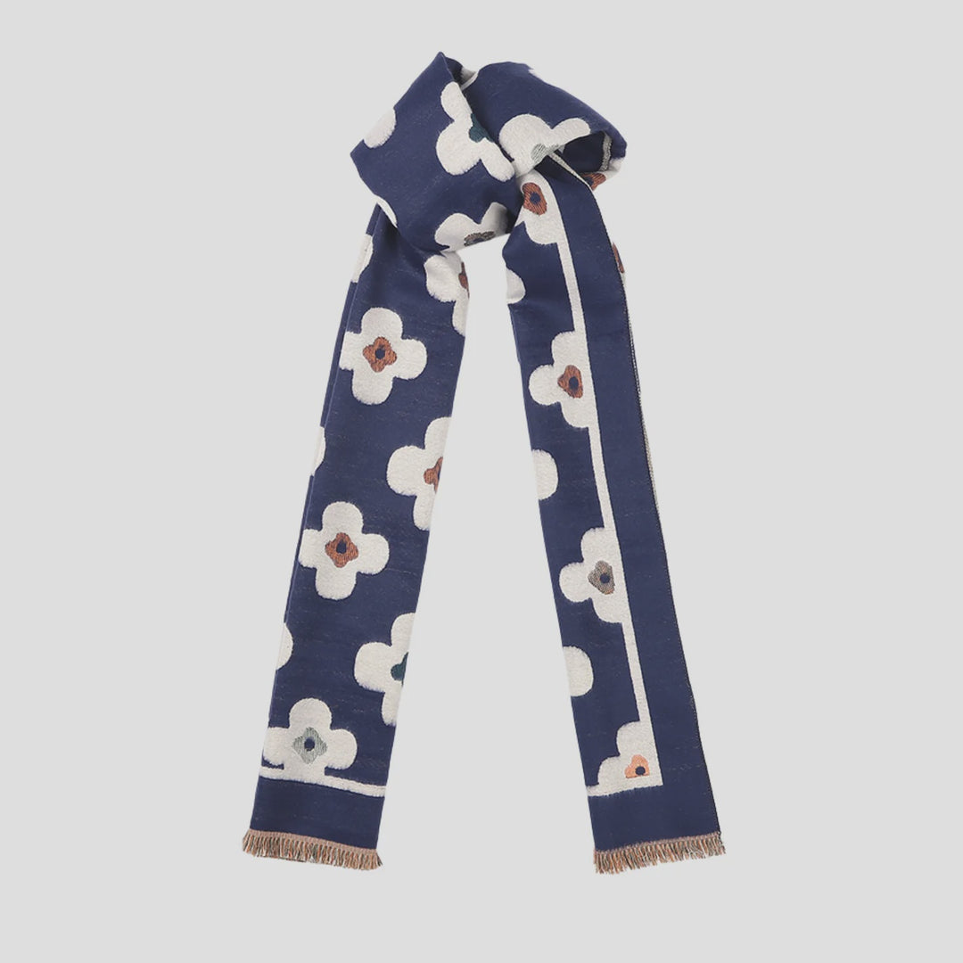 Antigone | Floral Double Sided Scarf - Navy Blue | Shut the Front Door