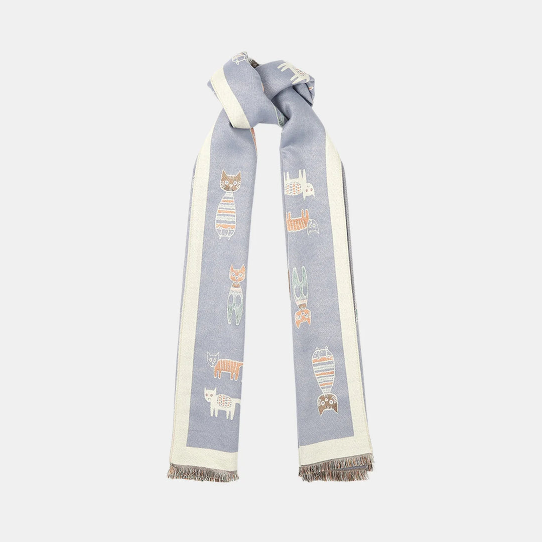 Antigone | Cats Double Sided Scarf - Light Blue | Shut the Front Door