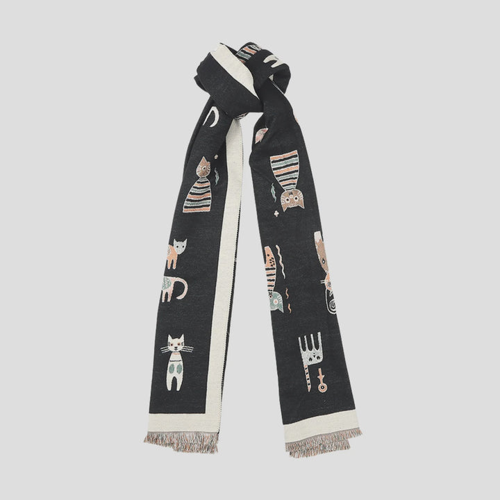 Antigone | Cats Double Sided Scarf - Black | Shut the Front Door