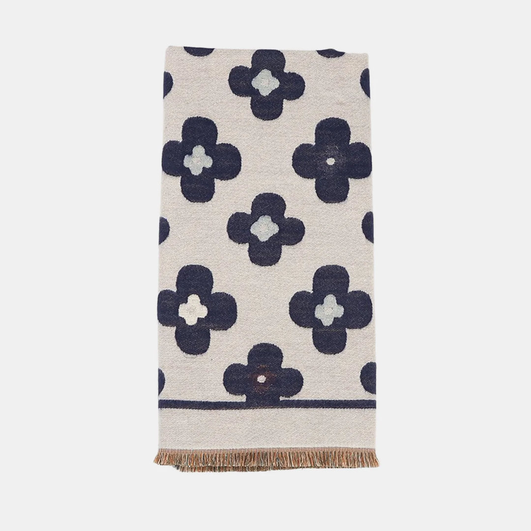 Antigone | Floral Double Sided Scarf - Navy Blue | Shut the Front Door