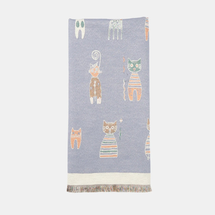 Antigone | Cats Double Sided Scarf - Light Blue | Shut the Front Door