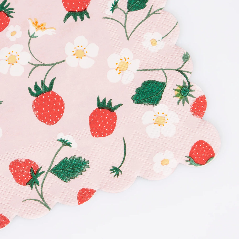 Meri Meri | Strawberry Pattern Napkins - Small | Shut the Front Door