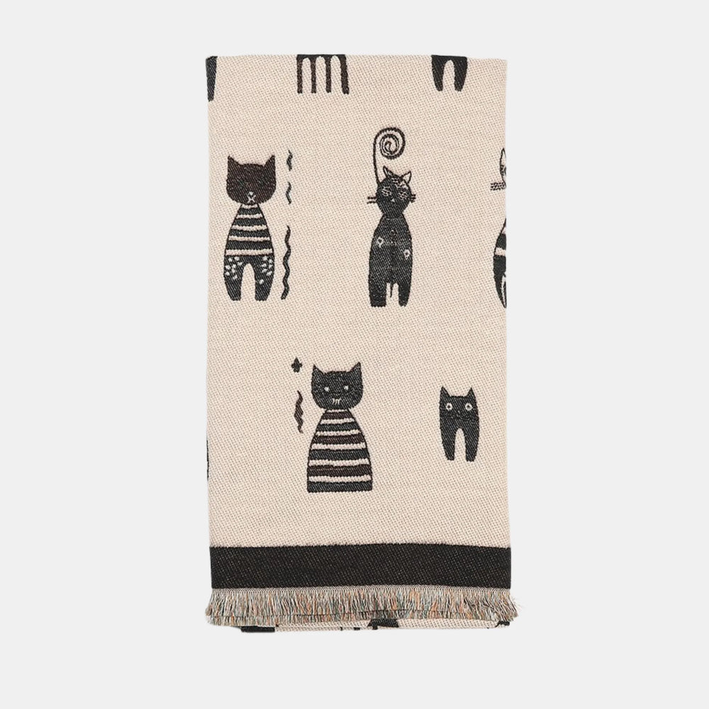 Antigone | Cats Double Sided Scarf - Black | Shut the Front Door