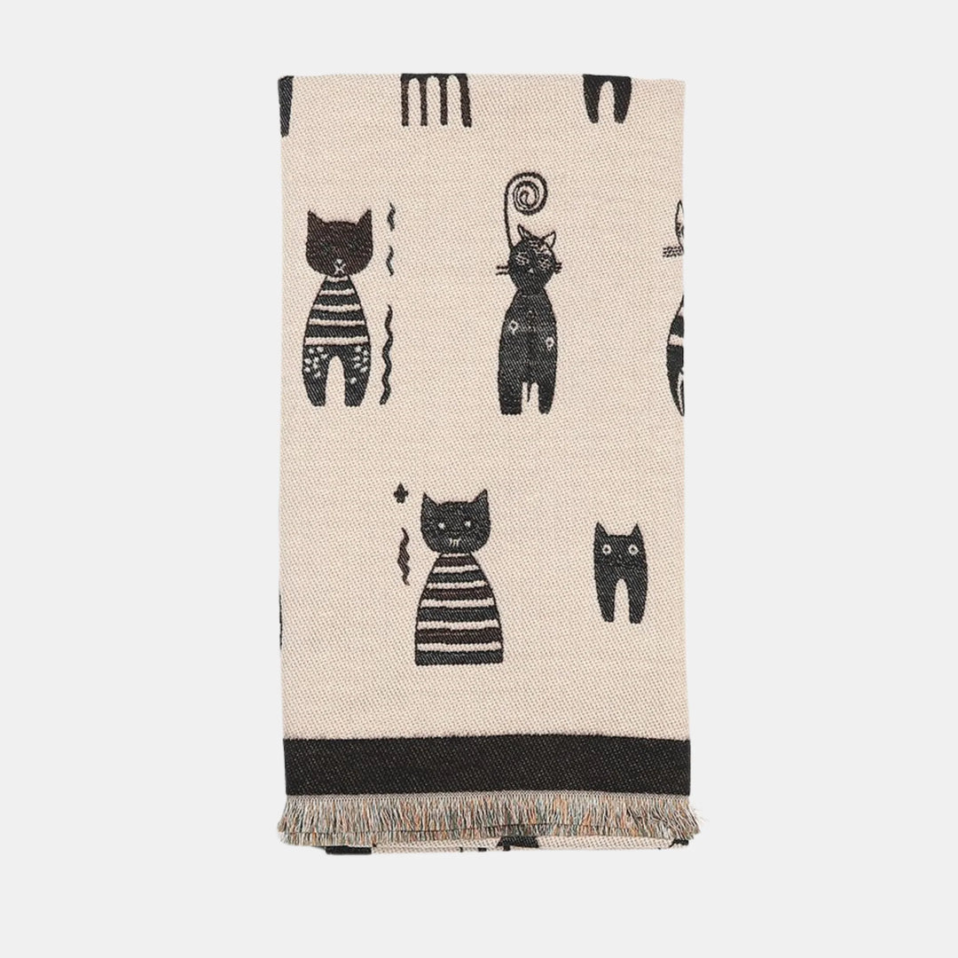 Antigone | Cats Double Sided Scarf - Black | Shut the Front Door