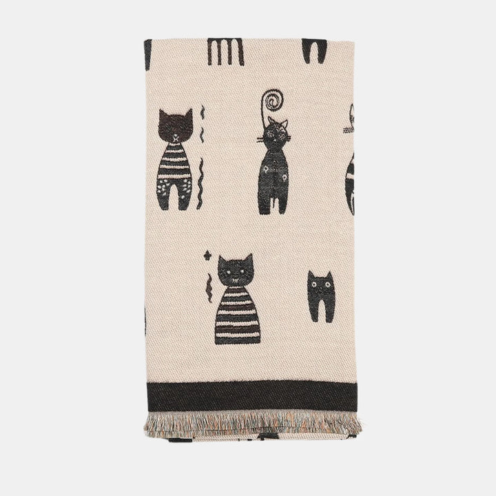 Antigone | Cats Double Sided Scarf - Black | Shut the Front Door
