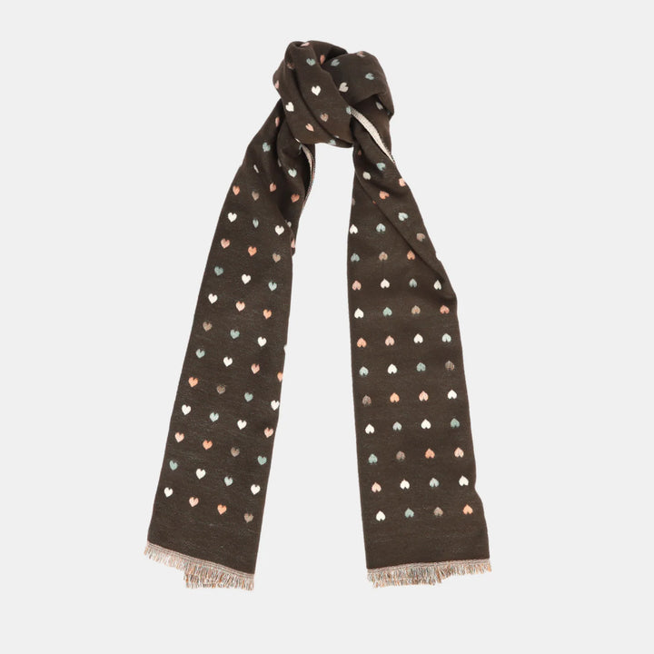Antigone | Hearts Double Sided Scarf - Coffee | Shut the Front Door