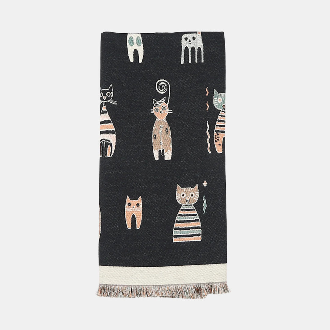 Antigone | Cats Double Sided Scarf - Black | Shut the Front Door