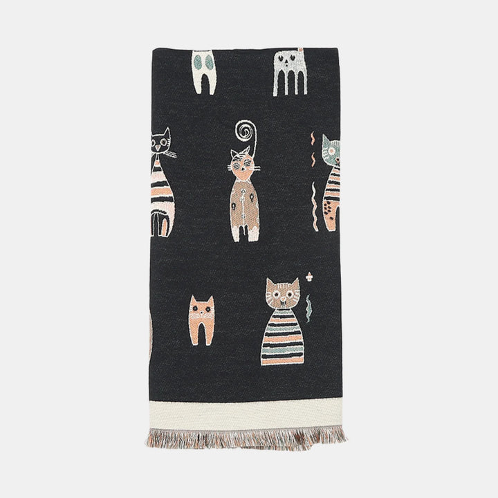 Antigone | Cats Double Sided Scarf - Black | Shut the Front Door