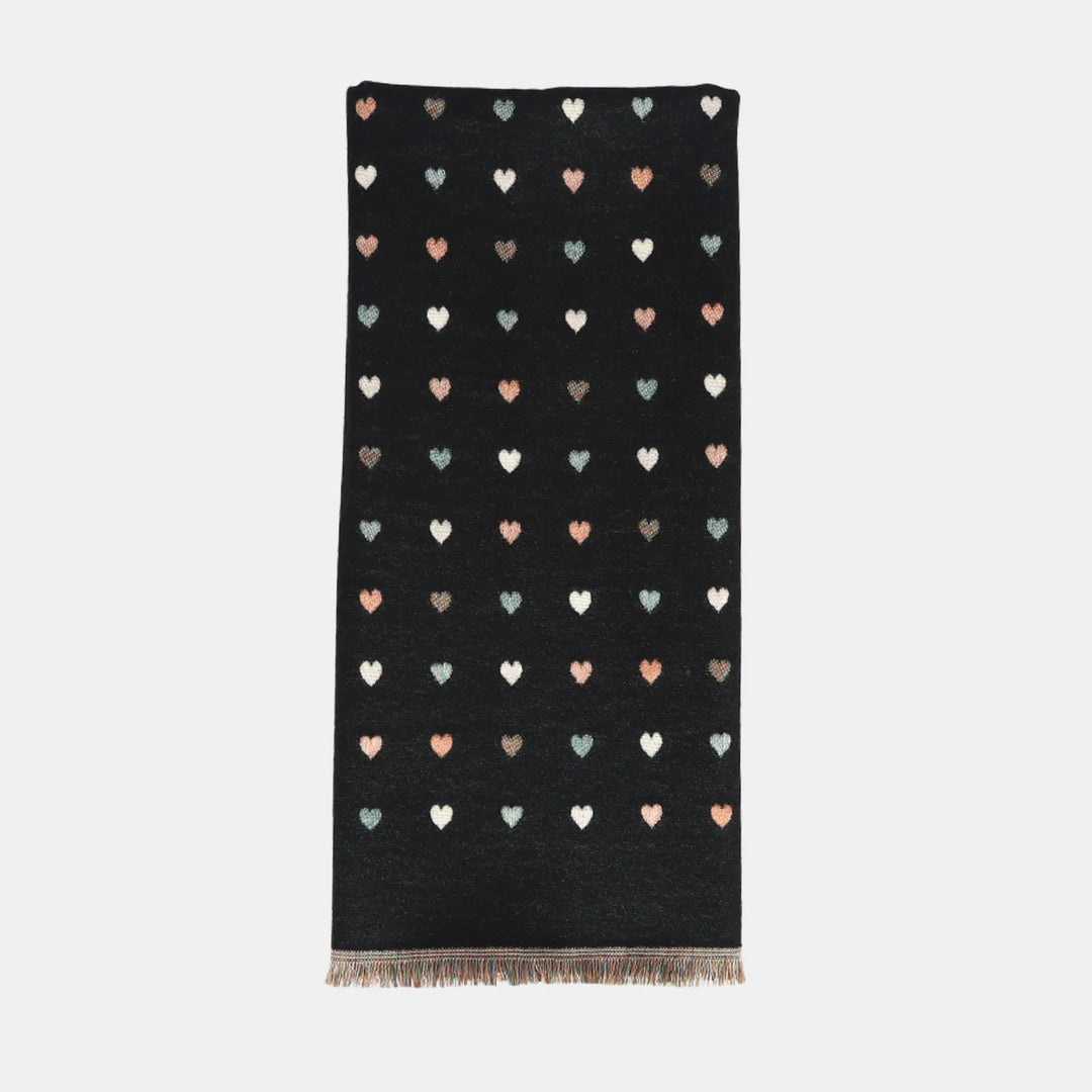 Antigone | Hearts Double Sided Scarf - Black | Shut the Front Door