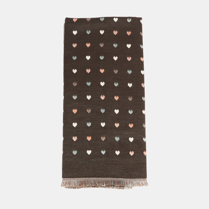 Antigone | Hearts Double Sided Scarf - Coffee | Shut the Front Door