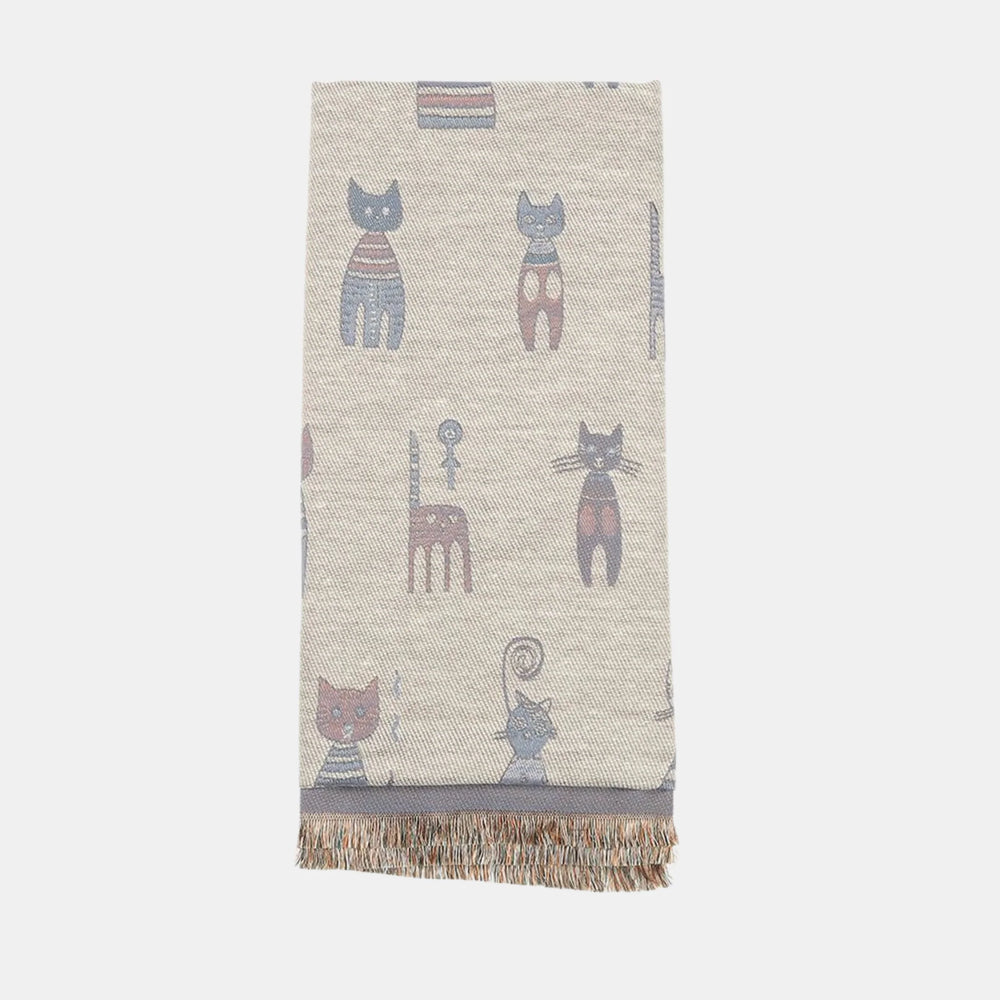 Antigone | Cats Double Sided Scarf - Light Blue | Shut the Front Door