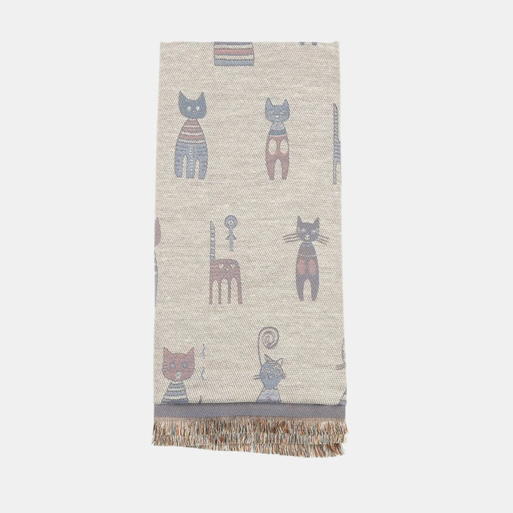Antigone | Cats Double Sided Scarf - Light Blue | Shut the Front Door