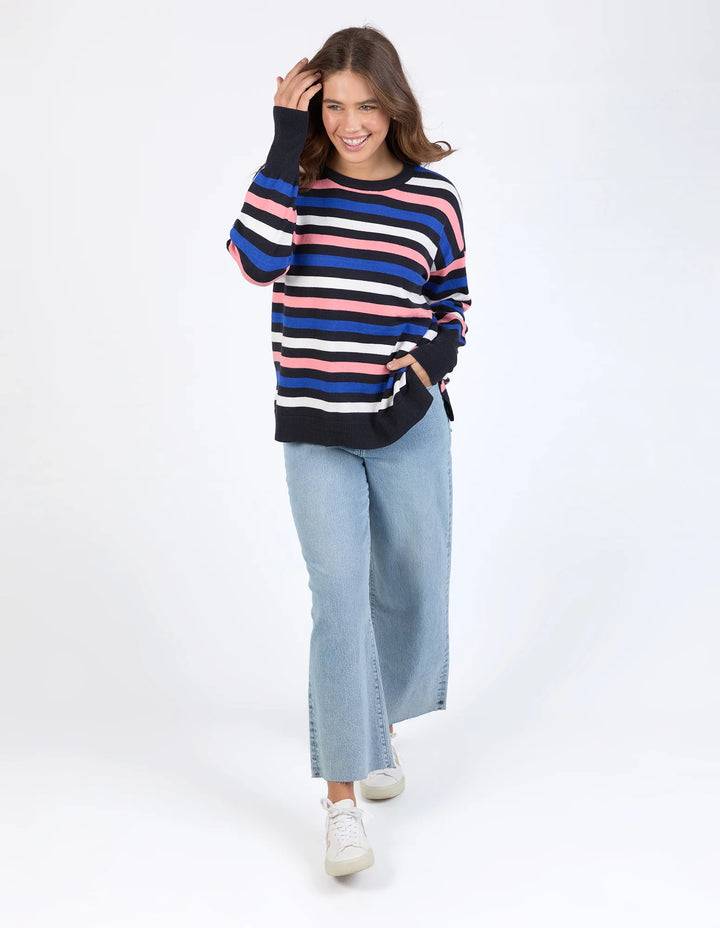 Elm Knitwear | Logan Stripe Knit - Navy | Shut the Front Door