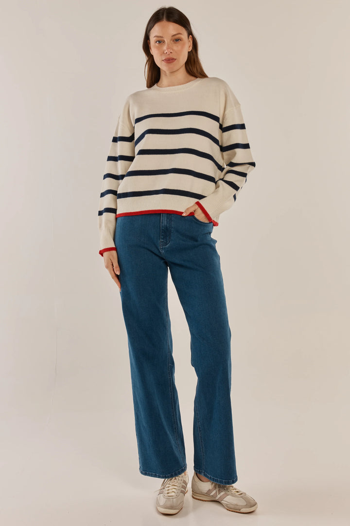 Betty Basics | Leonie Knit Sweater - Navy/Off White Stripe | Shut the Front Door