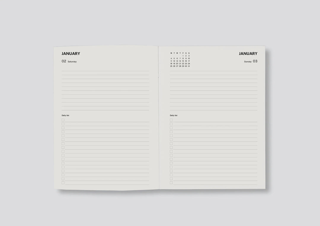 2027 Daily Diary - Minimal Typographic
