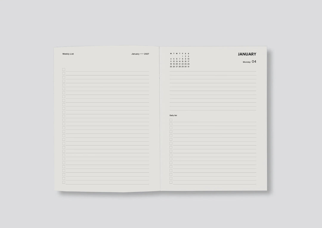 2027 Daily Diary - Minimal Typographic