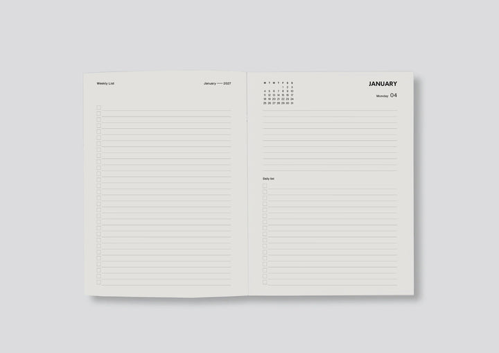 2027 Daily Diary - Minimal Typographic